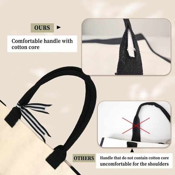 Personalized Embroidered Canvas Tote Bag for Women Large Beach Work Gift - Picture 4 of 8